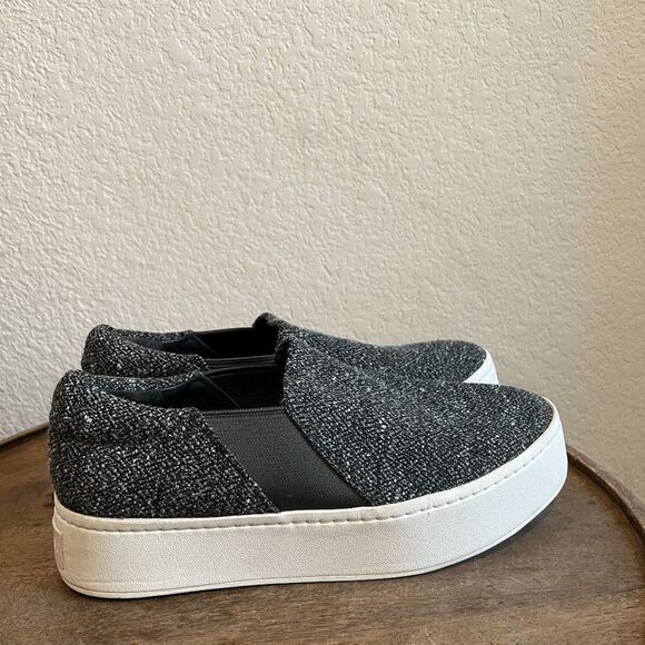 VINCE Gray Tweed Warren Round Toe Slip-On Platform Sneakers Women's Size 7.5 - Picture 3 of 9